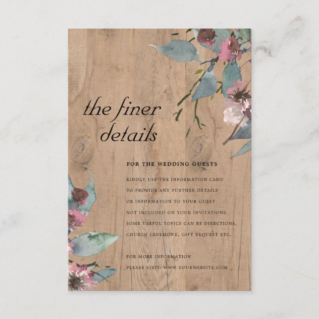 Carte D'accompagnement Détail de mariage floral de eucalyptus rose sauvag (Devant)