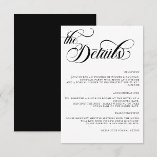 Carte D'accompagnement Détail de Mariage Minimaliste Moderne Simple Annex