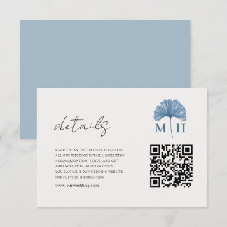 Carte D'accompagnement Détail de mariage moderne code QR bleu poussiéreux