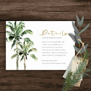 Carte D'accompagnement Détail de mariage rustique avec palmiers de plage 