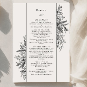 Carte D'accompagnement Détail de monogramme de mariage à la verdure blanc