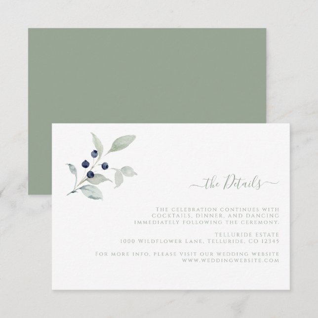 Carte D'accompagnement Détail du Mariage botanique simple (Devant / Derrière)