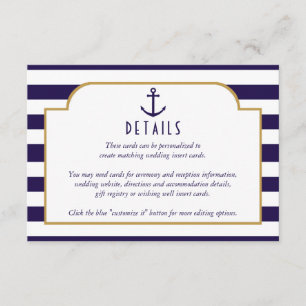 Carte D'accompagnement Détail du Mariage d'Ancres de la marine nautique e