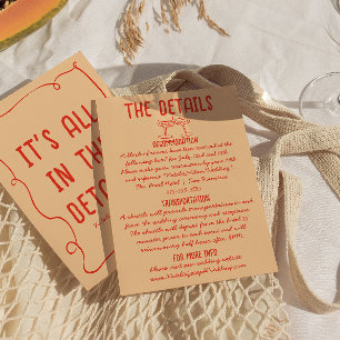 Carte D'accompagnement Détail du Mariage unique Red Quirky à main rétro