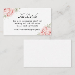 Carte D'accompagnement Détail floral de rose rose élégant pour mariage in