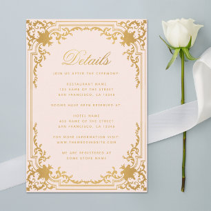 Carte D'accompagnement Détails Anciens Rose Or Faux Élégant Mariage