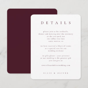 Carte D'accompagnement Détails Bordeaux Mariage Moderne Arrondi