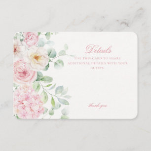 Carte D'accompagnement Détails botaniques de l'hortensia floral rose