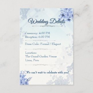 Carte D'accompagnement Details Card Elegant Wedding Card editable