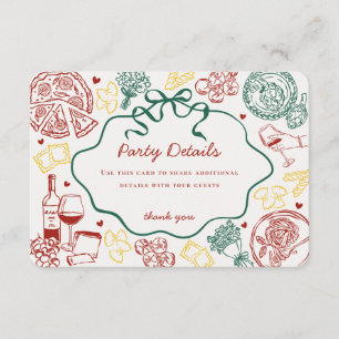 Carte D'accompagnement Détails d'anniversaire pour le dîner italien Holy
