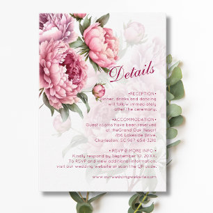 Carte D'accompagnement Détails d'art botanique de pivoine en fleurs Roman
