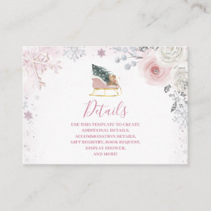 Carte D'accompagnement Détails de Baby Shower traîneau flocon de neige ro