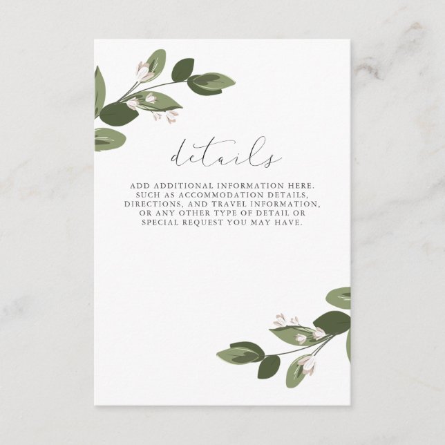 Carte D'accompagnement Détails de brins rose avec dos rose (Devant)