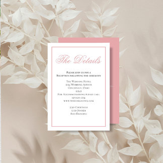 Carte D'accompagnement Détails de calligraphie élégante rose pâle RSVP