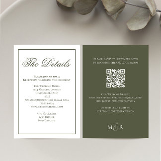 Carte D'accompagnement Détails de calligraphie verte élégante RSVP