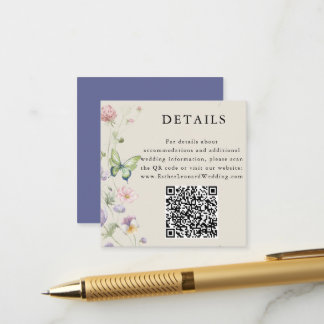 Carte D'accompagnement Détails de code QR de fleur sauvage printanière co