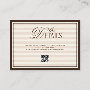 Carte D'accompagnement Détails de code QR de mariage Striped Old Money