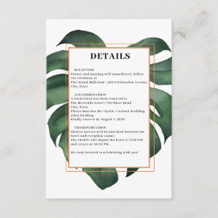 Carte D'accompagnement Détails de feuilles de palmier tropical vert