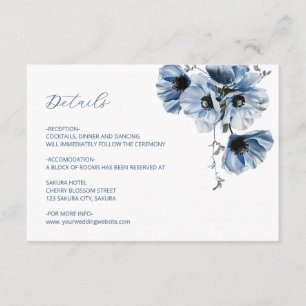Carte D'accompagnement Détails de Fleur Translucide Bleue
