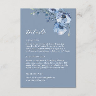 Carte D'accompagnement Détails de fleurs à l'aquarelle en bleu d'art fin