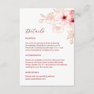 Carte D'accompagnement Détails de fleurs de cerisier en aquarelle et art
