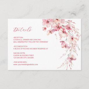 Carte D'accompagnement Détails de fleurs sauvages boho roses