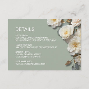 Carte D'accompagnement Détails de fleurs texturées de roses blanches