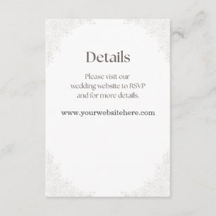 Carte D'accompagnement Détails de fond de cloche de mariage inclus