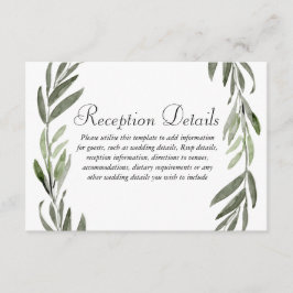 Carte D'accompagnement détails de la réception de mariage Couronne de feu