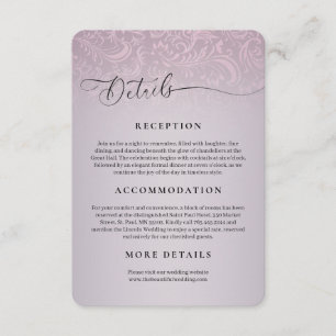 Carte D'accompagnement Détails de la réception de Mariage damassé rose