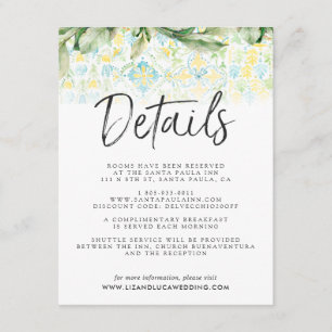Carte D'accompagnement Détails de la tenue pour les invités d'un mariage 