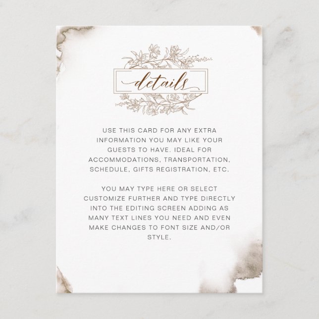 Carte D'accompagnement Détails de l'aquarelle des tons de terre (Devant)