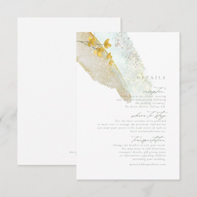 Carte D'accompagnement Détails de l'aquarelle du Mariage fleur sauvage Go (Devant / Derrière)