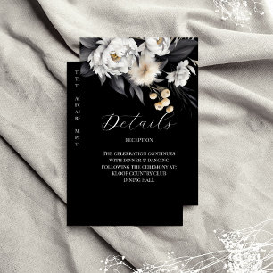 Carte D'accompagnement Détails de l'élégante mariage en bois noir et blan