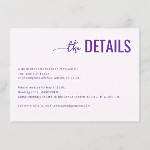 Carte D'accompagnement Détails de l'événement Elegant Purple