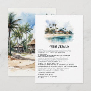Carte D'accompagnement Détails de l'invité de mariage à l'aquarelle Punta