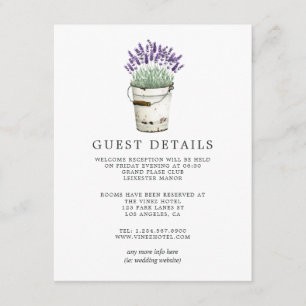 Carte D'accompagnement Détails de l'invité de mariage chic Cottage Lavand