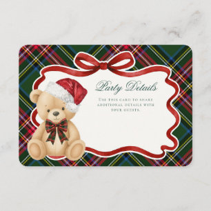 Carte D'accompagnement Détails de l'ours de Noël à carreaux tartan vert