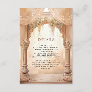 Carte D'accompagnement Détails de Mandap de mariage hindou indien floral 
