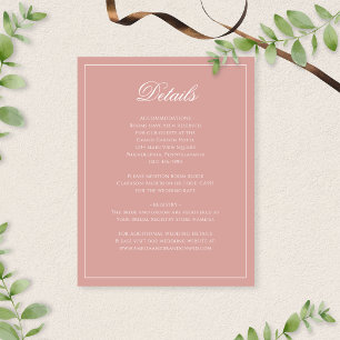 Carte D'accompagnement Détails de mariage à bordure de rose poussiéreuse