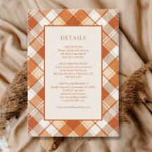 Détails de mariage à carreaux gingham orange vieil