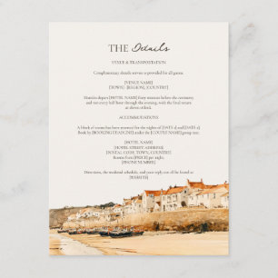 Carte D'accompagnement Détails de mariage à Harbour Cornwall Bateaux