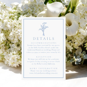 Carte D'accompagnement Détails de mariage à la calla lily bleu classique