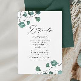 Carte D'accompagnement Détails de mariage à la verdure d'eucalyptus moder