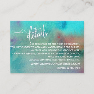 Carte D'accompagnement Détails de mariage à l'aquarelle abstraite colorée