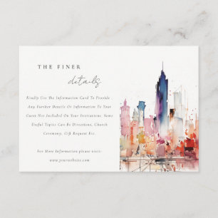 Carte D'accompagnement Détails de mariage à l'aquarelle de Chicago Illino