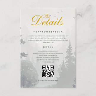 Carte D'accompagnement Détails de mariage à l'aquarelle de la forêt rusti