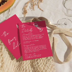 Carte D'accompagnement Détails de mariage à main levée rose profond fanta