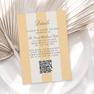 Carte D'accompagnement Détails de mariage à rayures Simple Yellow Cabana