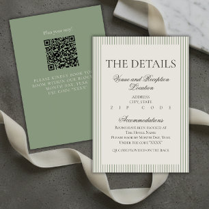 Carte D'accompagnement Détails de mariage à rayures vertes avec écriture 